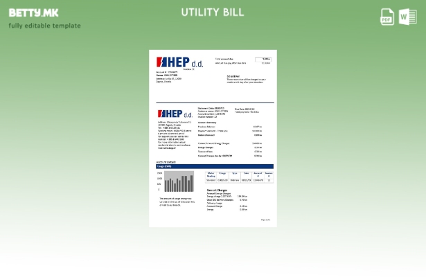 модерен стил Хрватска Хрватска Електропривреда шаблон за комунални сметки за еле